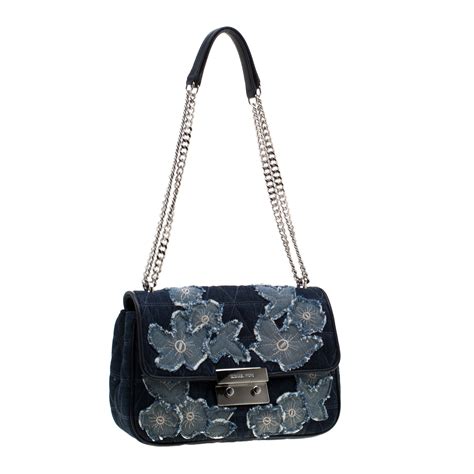 MICHAEL Michael Kors Sloan Large Floral Denim Shoulder Bag